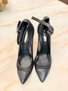 BCBG Black Pointed-Toe Ankle-Strap Pumps